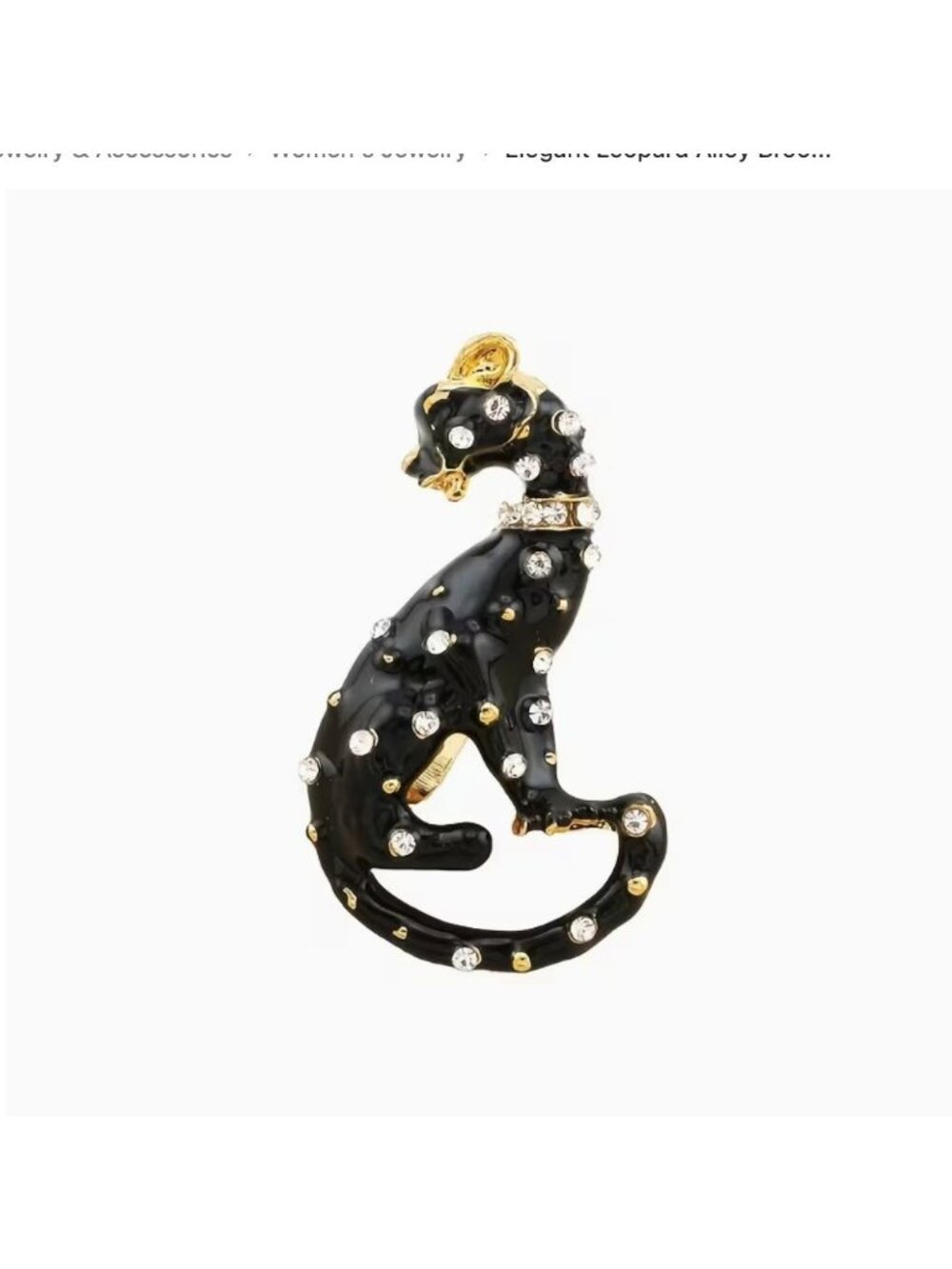Elegant Leopard Rhinestone Brooch Pin Pink & Black Variants 4.2cm Tall 2.3cm Wid